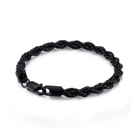 Rope Chain Bracelet - Black 6mm