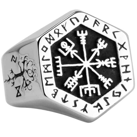 Nordic Viking Totem Compass Ring